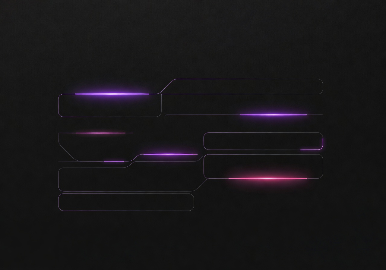 Minimal futuristic dark UI contact interface with glowing purple and pink accents